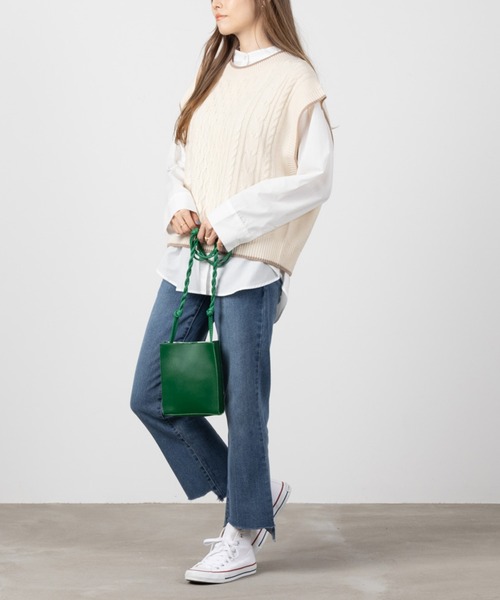 NAVY(ネイビー)の「時短ニットベスト+バンドカラーシャツ セット アンサンブル(ベスト・レディース・ブルー/アイボリー/カーキ・フリー)」の6枚目の写真