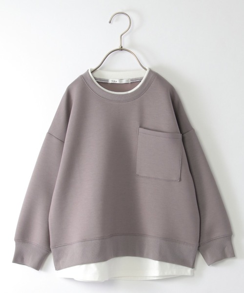ikka(イッカ)の「ダンボールポケ付きレイヤープルオーバー(120~160cm)(Tシャツ/カットソー・キッズ・ブルー/モカ/ベージュ・120/150/140/130/160)」の2枚目の写真