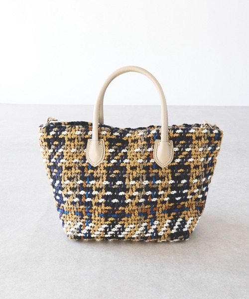 un dix cors(アンディコール)の「ツイードバッグ(ハンドバッグ・レディース・ベージュ/グリーン・FREE)」の4枚目の写真