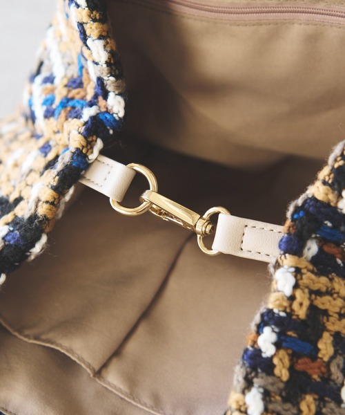 un dix cors(アンディコール)の「ツイードバッグ(ハンドバッグ・レディース・ベージュ/グリーン・FREE)」の8枚目の写真