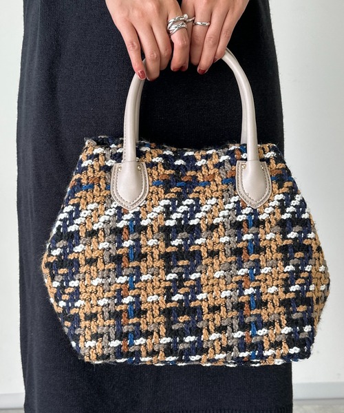 un dix cors(アンディコール)の「ツイードバッグ(ハンドバッグ・レディース・ベージュ/グリーン・FREE)」の10枚目の写真