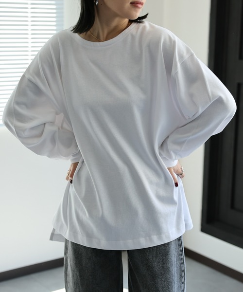 ap retro(アプレトロ)の「【USAコットン】ボートネックTシャツ /ロンT/長袖T(Tシャツ/カットソー・レディース・ブラック/オフホワイト/アイボリー/ブルーグレー・FREE)」の14枚目の写真