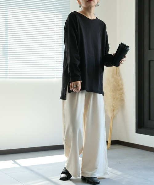 ap retro(アプレトロ)の「【USAコットン】ボートネックTシャツ /ロンT/長袖T(Tシャツ/カットソー・レディース・ブラック/オフホワイト/アイボリー/ブルーグレー・FREE)」の7枚目の写真