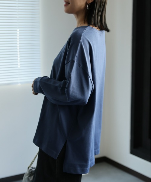 ap retro(アプレトロ)の「【USAコットン】ボートネックTシャツ /ロンT/長袖T(Tシャツ/カットソー・レディース・ブラック/オフホワイト/アイボリー/ブルーグレー・FREE)」の12枚目の写真