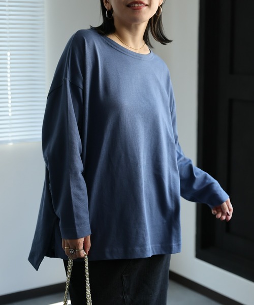 ap retro(アプレトロ)の「【USAコットン】ボートネックTシャツ /ロンT/長袖T(Tシャツ/カットソー・レディース・ブラック/オフホワイト/アイボリー/ブルーグレー・FREE)」の8枚目の写真