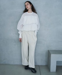 【emmi atelier】ベルト付きタックワイドパンツ