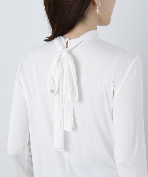 N.(N. Natural Beauty Basic)(エヌエヌナチュラルビューティーベーシック)の「◆ボウタイ付ハイネックカットソー(Tシャツ/カットソー・レディース・ベージュ/オフホワイト/グレー・MEDIUM)」の18枚目の写真