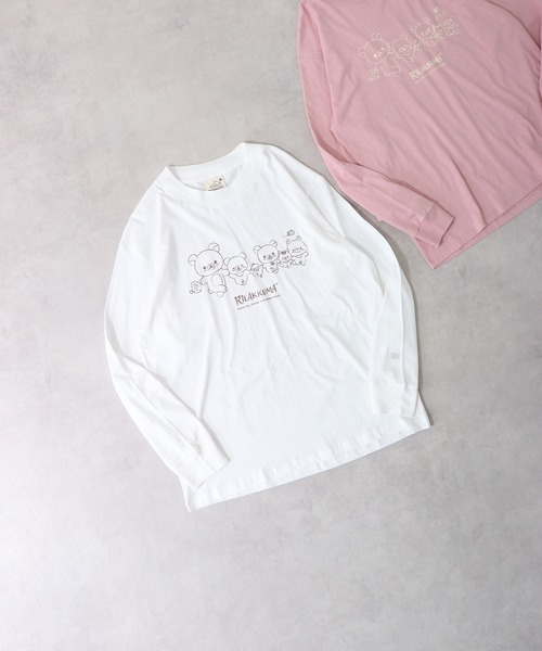 FUNALIVE(ファンアライブ)の「Rilakkuma 天竺クルーネック長袖ビッグサイジング長袖Tシャツ(Tシャツ/カットソー・レディース・ブラック/オフホワイト/ライトカーキ/ホワイト系その他/ピンク・S/M/L)」の4枚目の写真