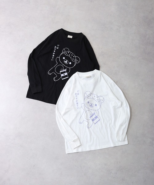 FUNALIVE(ファンアライブ)の「Rilakkuma 天竺クルーネック長袖ビッグサイジング長袖Tシャツ(Tシャツ/カットソー・レディース・ブラック/オフホワイト/ライトカーキ/ホワイト系その他/ピンク・S/M/L)」の3枚目の写真