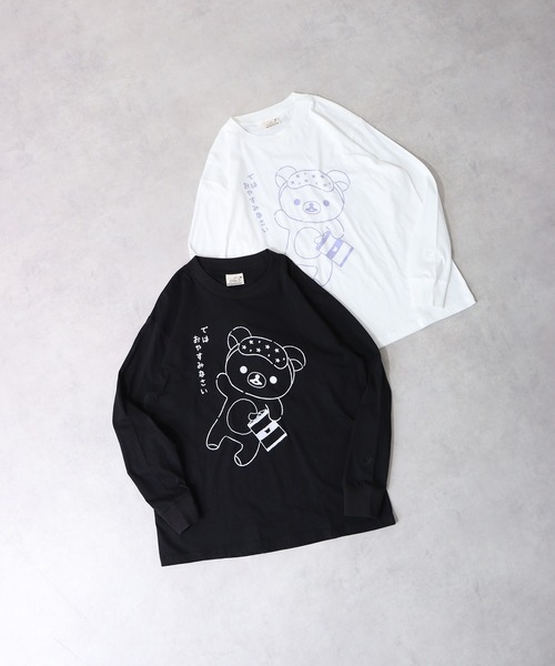 FUNALIVE(ファンアライブ)の「Rilakkuma 天竺クルーネック長袖ビッグサイジング長袖Tシャツ(Tシャツ/カットソー・レディース・ブラック/オフホワイト/ライトカーキ/ホワイト系その他/ピンク・S/M/L)」の5枚目の写真