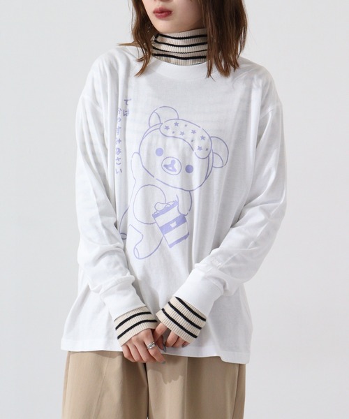 FUNALIVE(ファンアライブ)の「Rilakkuma 天竺クルーネック長袖ビッグサイジング長袖Tシャツ(Tシャツ/カットソー・レディース・ブラック/オフホワイト/ライトカーキ/ホワイト系その他/ピンク・S/M/L)」の6枚目の写真