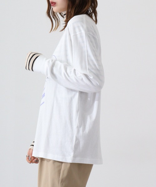FUNALIVE(ファンアライブ)の「Rilakkuma 天竺クルーネック長袖ビッグサイジング長袖Tシャツ(Tシャツ/カットソー・レディース・ブラック/オフホワイト/ライトカーキ/ホワイト系その他/ピンク・S/M/L)」の7枚目の写真