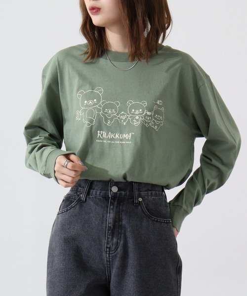 FUNALIVE(ファンアライブ)の「Rilakkuma 天竺クルーネック長袖ビッグサイジング長袖Tシャツ(Tシャツ/カットソー・レディース・ブラック/オフホワイト/ライトカーキ/ホワイト系その他/ピンク・S/M/L)」の18枚目の写真