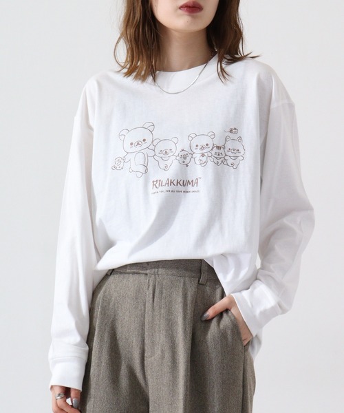 FUNALIVE(ファンアライブ)の「Rilakkuma 天竺クルーネック長袖ビッグサイジング長袖Tシャツ(Tシャツ/カットソー・レディース・ブラック/オフホワイト/ライトカーキ/ホワイト系その他/ピンク・S/M/L)」の10枚目の写真