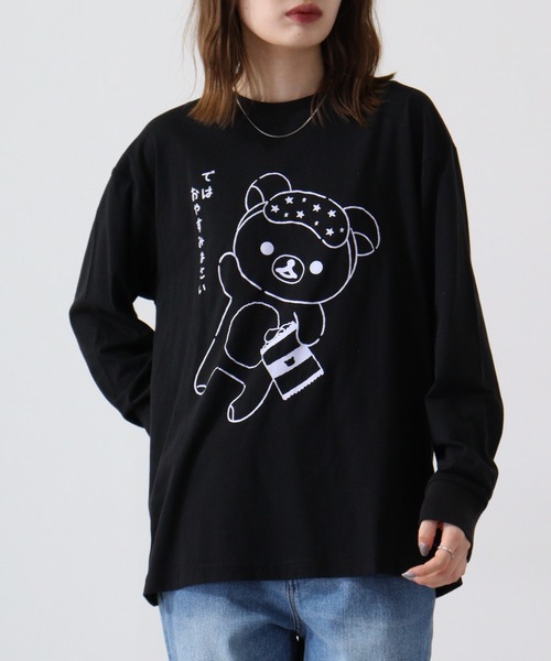 FUNALIVE(ファンアライブ)の「Rilakkuma 天竺クルーネック長袖ビッグサイジング長袖Tシャツ(Tシャツ/カットソー・レディース・ブラック/オフホワイト/ライトカーキ/ホワイト系その他/ピンク・S/M/L)」の14枚目の写真