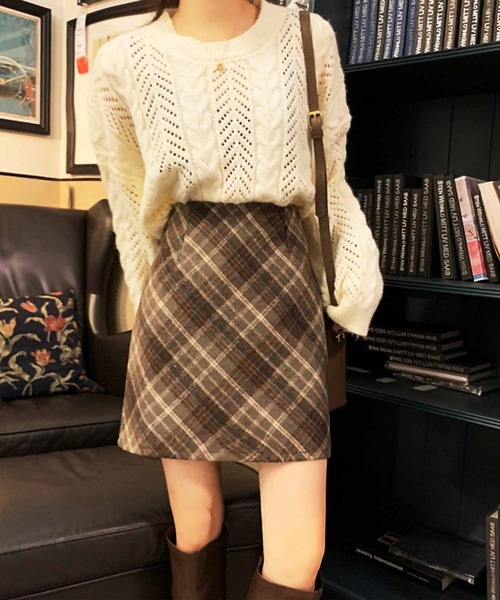 frunco（フランコ）の「チェックミニスカート（スカート・レディース・ブラウン/グレー・MEDIUM）」の13枚目の写真