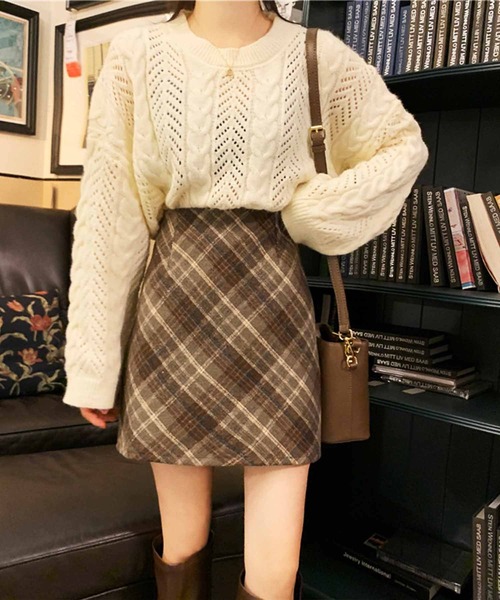 frunco（フランコ）の「チェックミニスカート（スカート・レディース・ブラウン/グレー・MEDIUM）」の12枚目の写真