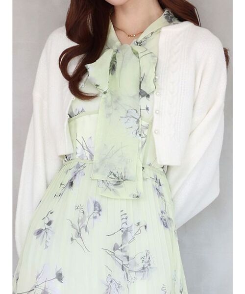 MERCURYDUO（マーキュリーデュオ）の「モモンガスリーブケーブルニットカーディガン（カーディガン/ボレロ・レディース・オフホワイト/ライトブルー・FREE）」の3枚目の写真