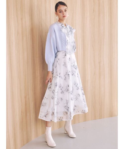 MERCURYDUO（マーキュリーデュオ）の「モモンガスリーブケーブルニットカーディガン（カーディガン/ボレロ・レディース・オフホワイト/ライトブルー・FREE）」の4枚目の写真