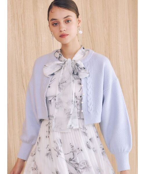 MERCURYDUO（マーキュリーデュオ）の「モモンガスリーブケーブルニットカーディガン（カーディガン/ボレロ・レディース・オフホワイト/ライトブルー・FREE）」の6枚目の写真