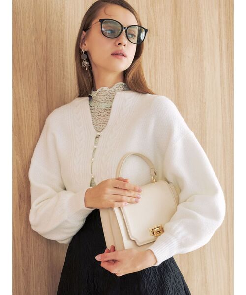 MERCURYDUO（マーキュリーデュオ）の「モモンガスリーブケーブルニットカーディガン（カーディガン/ボレロ・レディース・オフホワイト/ライトブルー・FREE）」の10枚目の写真