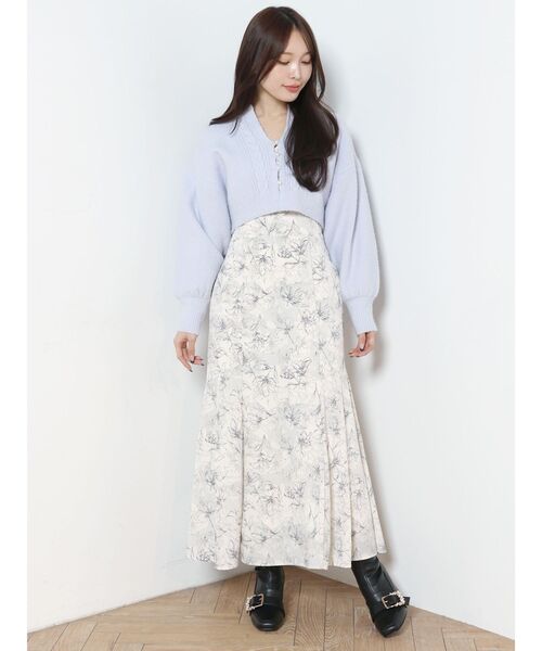 MERCURYDUO（マーキュリーデュオ）の「モモンガスリーブケーブルニットカーディガン（カーディガン/ボレロ・レディース・オフホワイト/ライトブルー・FREE）」の14枚目の写真