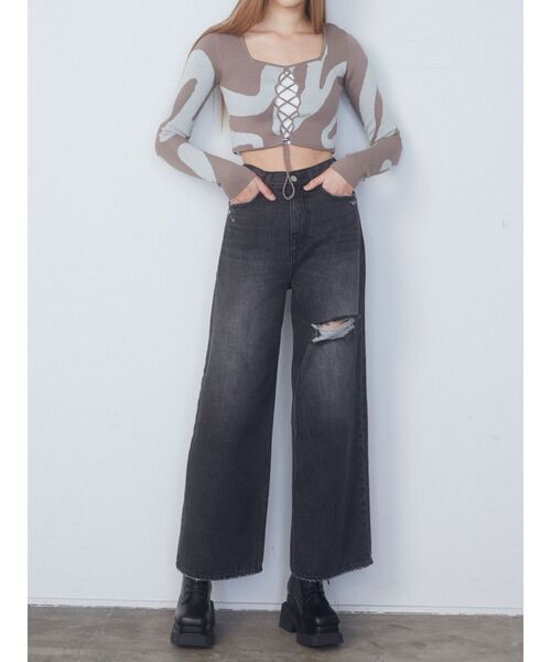 EMODA（エモダ）の「フロントレースフィットニット（ニット/セーター・レディース・ブラック/その他/ネイビー/ブラウン・FREE）」の15枚目の写真