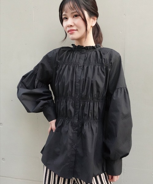CORNERS（コーナーズ）の「ブロードシャーリングブラウス（シャツ/ブラウス・レディース・ブラック/パープル/ホワイト/ネイビー・M）」の10枚目の写真