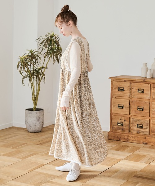 クレープガーゼ バックリボンフラワーワンピース クレープガーゼバックリボンフラワーワンピ―ス | UCHINO/ウチノ