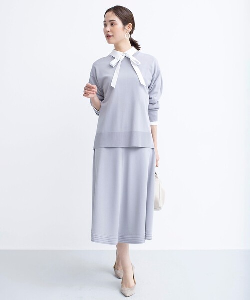 組曲（クミキョク）の「【WEB限定カラーあり】MINA バックリボンニットプルオーバー（ニット/セーター・レディース・アイボリー系9/グリーン系/ライトグレー系9/ブラック系・5/6）」の21枚目の写真