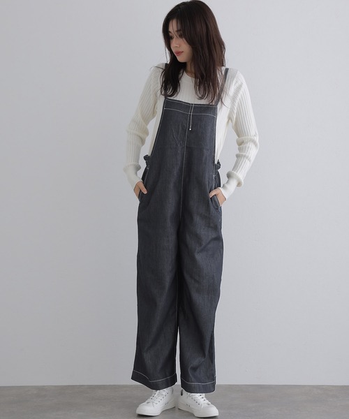 ElegChic(エレグシック)の「ライトオンスデニムサロペットパンツ(つなぎ/オールインワン・レディース・ブルー/ネイビー系・3L/4L/M/L/XL)」の2枚目の写真