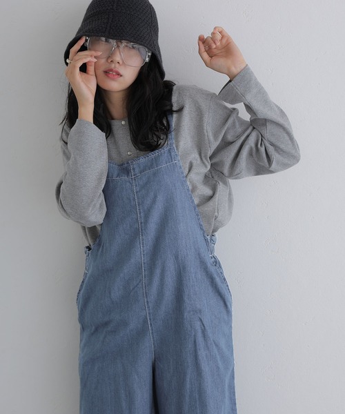 ElegChic(エレグシック)の「ライトオンスデニムサロペットパンツ(つなぎ/オールインワン・レディース・ブルー/ネイビー系・3L/4L/M/L/XL)」の12枚目の写真