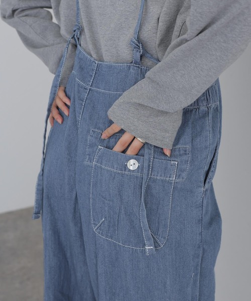 ElegChic(エレグシック)の「ライトオンスデニムサロペットパンツ(つなぎ/オールインワン・レディース・ブルー/ネイビー系・3L/4L/M/L/XL)」の4枚目の写真