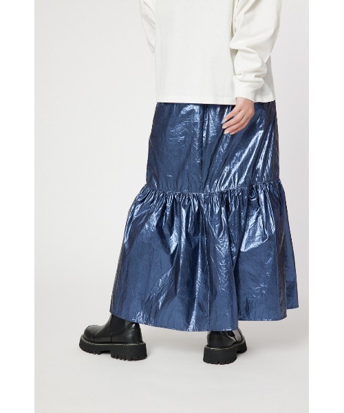 RODEO CROWNS WIDE BOWL（ロデオクラウンズワイドボウル）の「メタリックギャザースカート（スカート・レディース・ネイビー/シルバー/サックスブルー・FREE）」の5枚目の写真