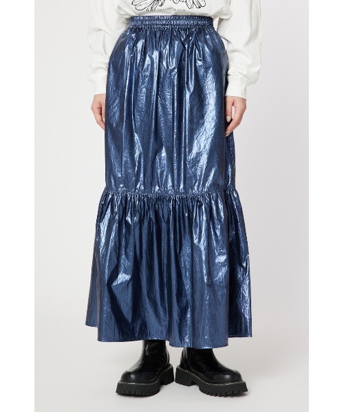 RODEO CROWNS WIDE BOWL（ロデオクラウンズワイドボウル）の「メタリックギャザースカート（スカート・レディース・ネイビー/シルバー/サックスブルー・FREE）」の6枚目の写真