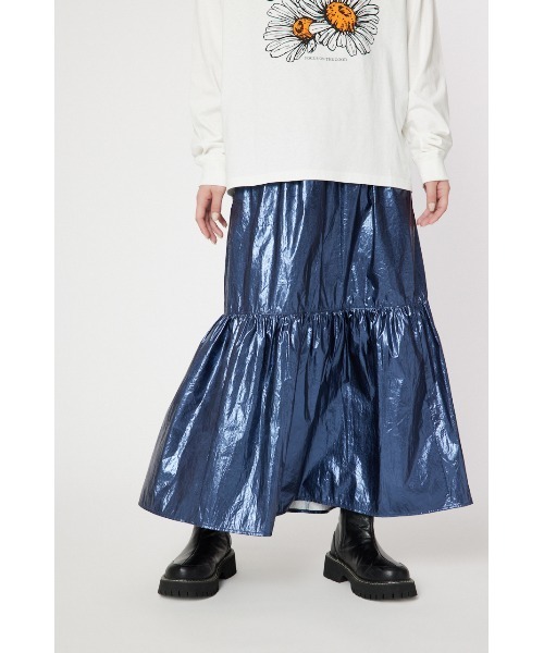 RODEO CROWNS WIDE BOWL（ロデオクラウンズワイドボウル）の「メタリックギャザースカート（スカート・レディース・ネイビー/シルバー/サックスブルー・FREE）」の16枚目の写真