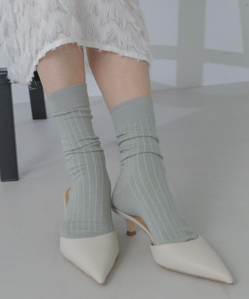 NANO universe（ナノユニバース）の「リブソックス（ソックス/靴下・レディース・グレー/オフホワイト/ミント・FREE）」の3枚目の写真