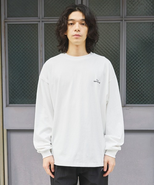 The unormwind（ザアンノームワインド）の「ロゴ刺繍裾ドローコード長袖  Tシャツ 無地/ボーダー（Tシャツ/カットソー・メンズ・ネイビー/ブラック系/ホワイト系/ブラック/ホワイト/ベージュ系・M/L/XL/S）」の7枚目の写真