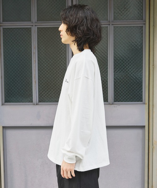 The unormwind（ザアンノームワインド）の「ロゴ刺繍裾ドローコード長袖  Tシャツ 無地/ボーダー（Tシャツ/カットソー・メンズ・ネイビー/ブラック系/ホワイト系/ブラック/ホワイト/ベージュ系・M/L/XL/S）」の8枚目の写真