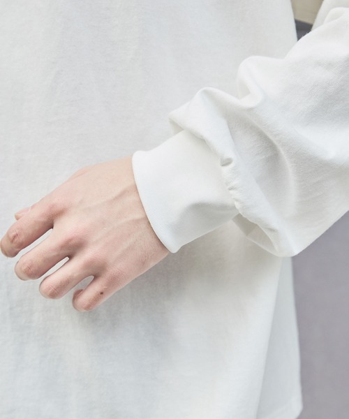 The unormwind（ザアンノームワインド）の「ロゴ刺繍裾ドローコード長袖  Tシャツ 無地/ボーダー（Tシャツ/カットソー・メンズ・ネイビー/ブラック系/ホワイト系/ブラック/ホワイト/ベージュ系・M/L/XL/S）」の13枚目の写真