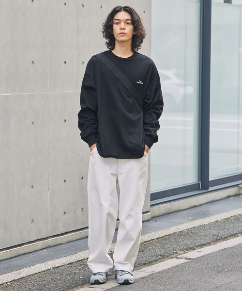 The unormwind（ザアンノームワインド）の「ロゴ刺繍裾ドローコード長袖  Tシャツ 無地/ボーダー（Tシャツ/カットソー・メンズ・ネイビー/ブラック系/ホワイト系/ブラック/ホワイト/ベージュ系・M/L/XL/S）」の17枚目の写真