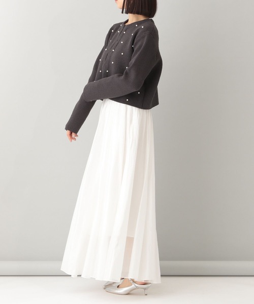 A part by（アパートバイ）の「パールツキショートカーディガン（カーディガン/ボレロ・レディース・ライトベージュ/チャコールグレー・FREE）」の5枚目の写真