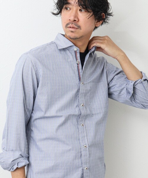 NOLLEY’S（ノーリーズ）の「《ビジカジ対応》パラシュートボタン カッタウェイシャツ（シャツ/ブラウス・メンズ・ネイビー/ホワイト/ブルー系その他/ブルー・S/M/L/XL/XXL）」の4枚目の写真