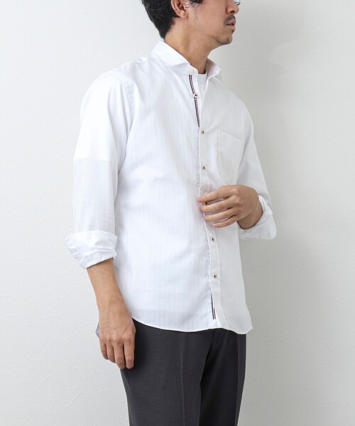 NOLLEY’S（ノーリーズ）の「《ビジカジ対応》パラシュートボタン カッタウェイシャツ（シャツ/ブラウス・メンズ・ネイビー/ホワイト/ブルー系その他/ブルー・S/M/L/XL/XXL）」の7枚目の写真