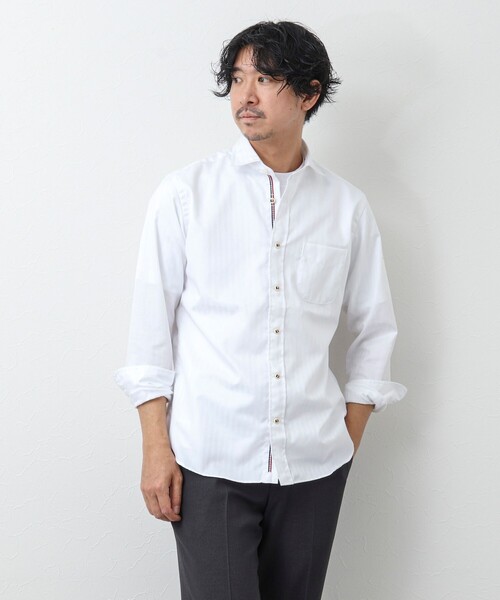 NOLLEY’S（ノーリーズ）の「《ビジカジ対応》パラシュートボタン カッタウェイシャツ（シャツ/ブラウス・メンズ・ネイビー/ホワイト/ブルー系その他/ブルー・S/M/L/XL/XXL）」の9枚目の写真