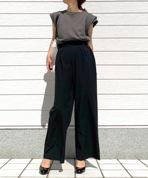 Q（キュー）の「COOLタッチワイドパンツ（その他パンツ・レディース・ブラック/ブラウン・MEDIUM）」の6枚目の写真