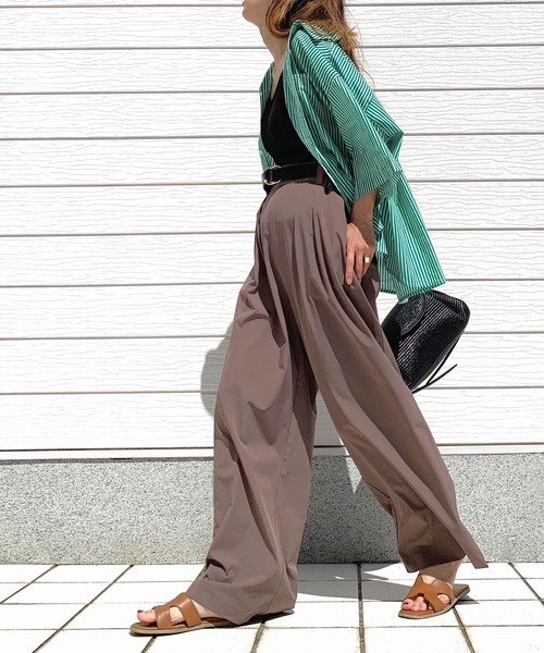 Q（キュー）の「COOLタッチワイドパンツ（その他パンツ・レディース・ブラック/ブラウン・MEDIUM）」の10枚目の写真