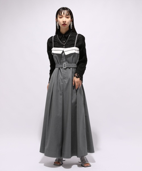 HARE（ハレ）の「デザインワイドサロペット(HARE)（サロペット/オーバーオール・レディース・グレー/ブラック・FREE）」の14枚目の写真