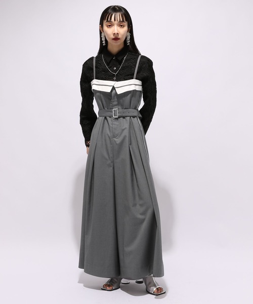 HARE（ハレ）の「デザインワイドサロペット(HARE)（サロペット/オーバーオール・レディース・グレー/ブラック・FREE）」の15枚目の写真