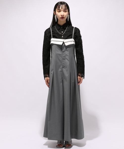 HARE（ハレ）の「デザインワイドサロペット(HARE)（サロペット/オーバーオール・レディース・グレー/ブラック・FREE）」の19枚目の写真